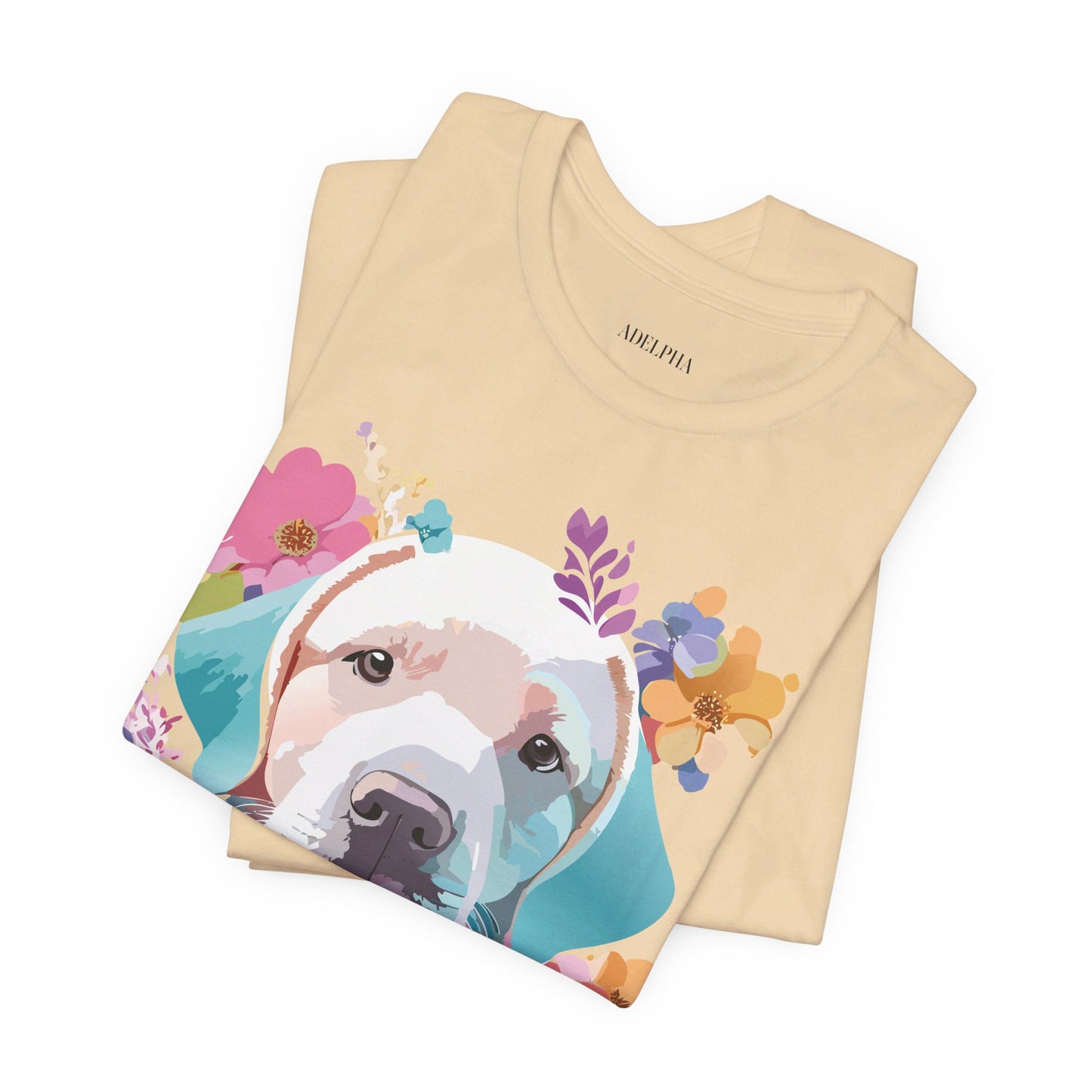 Natural Cotton Tee Shirt with Dog