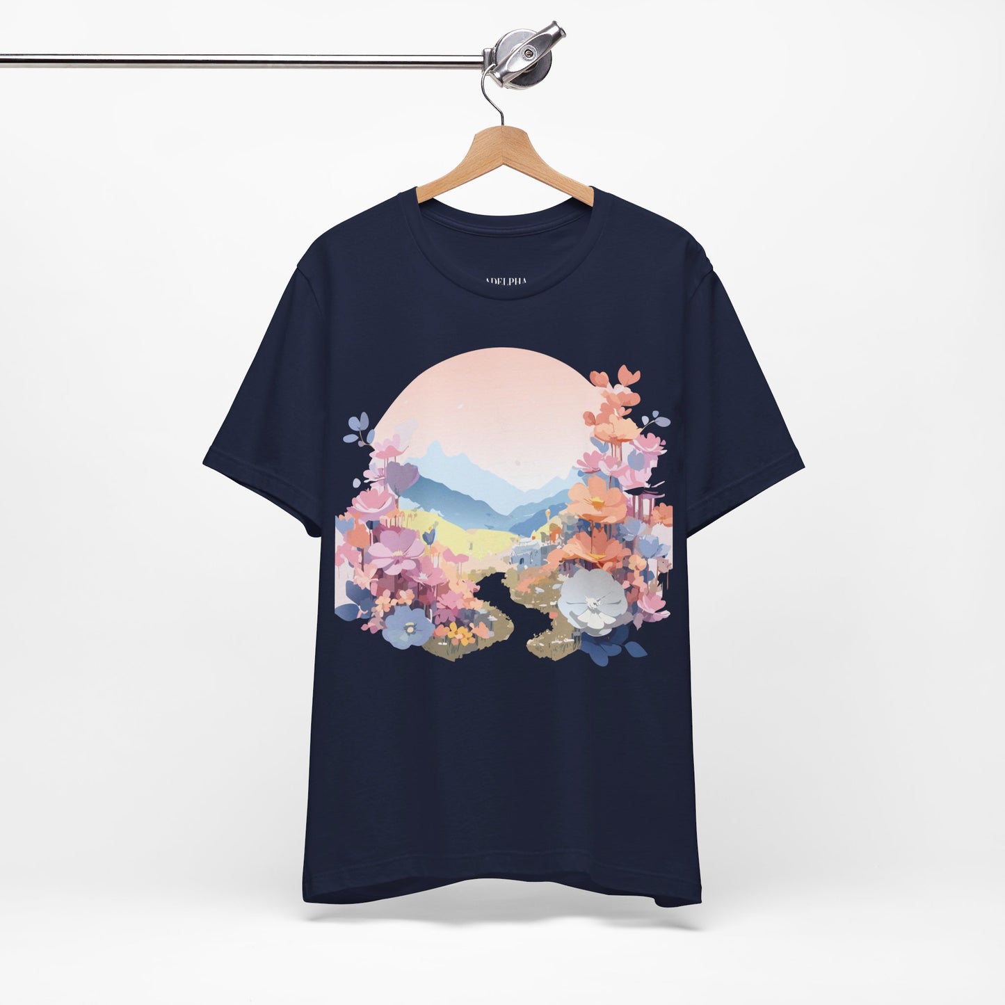 Natural Cotton Tee Shirt with Flowers