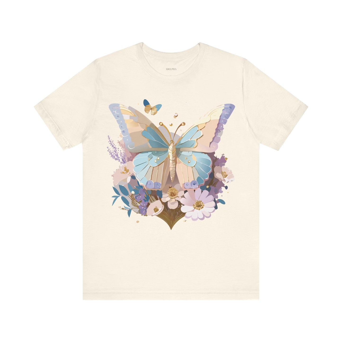 Natural Cotton Tee Shirt with Butterfly