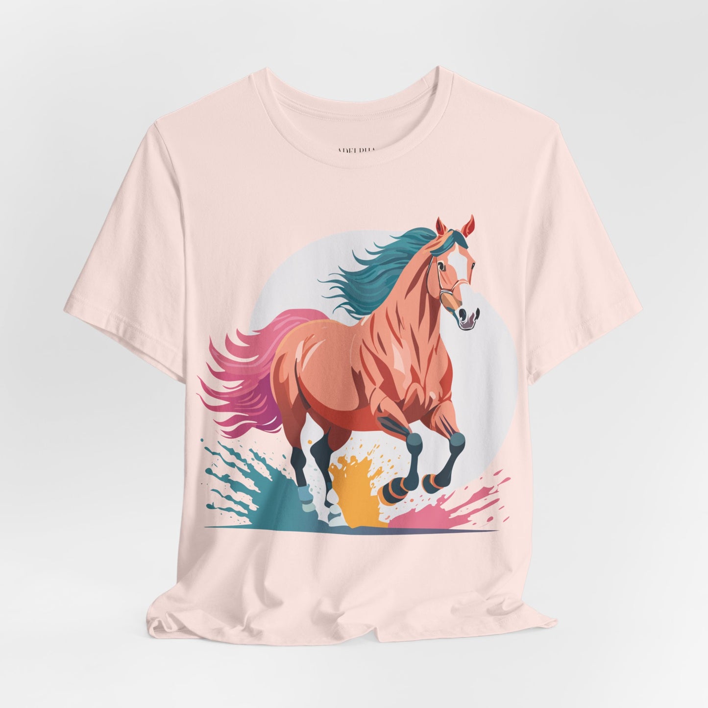 Natural Cotton Tee Shirt with Horse