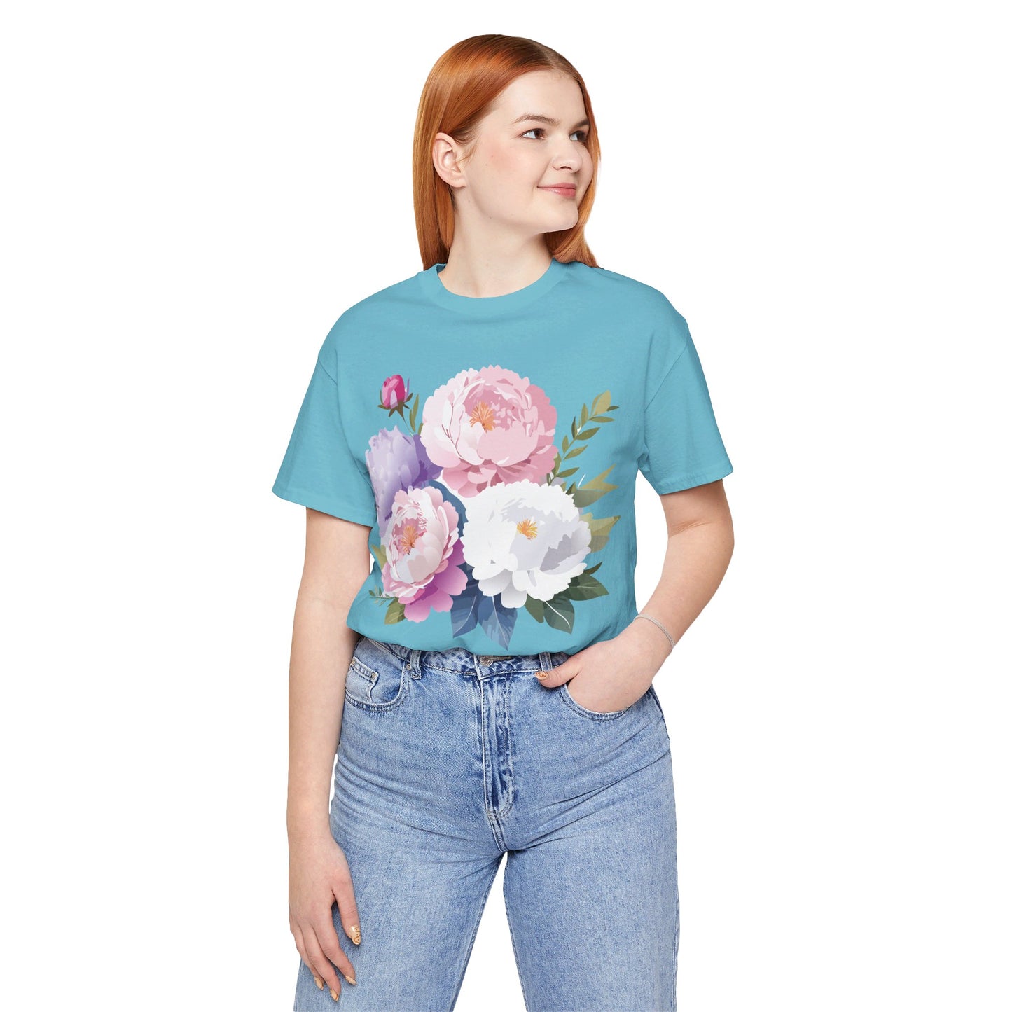 T-Shirt aus natürlicher Baumwolle mit Blumen