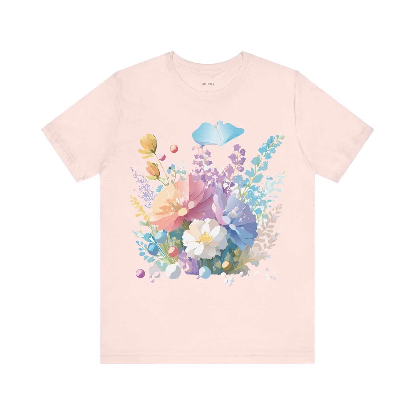 Natural Cotton Tee Shirt with Flowers