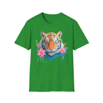 Tiger Unisex Softstyle T Shirt 100 Percent Cotton Gildan 64000 Animal Tee