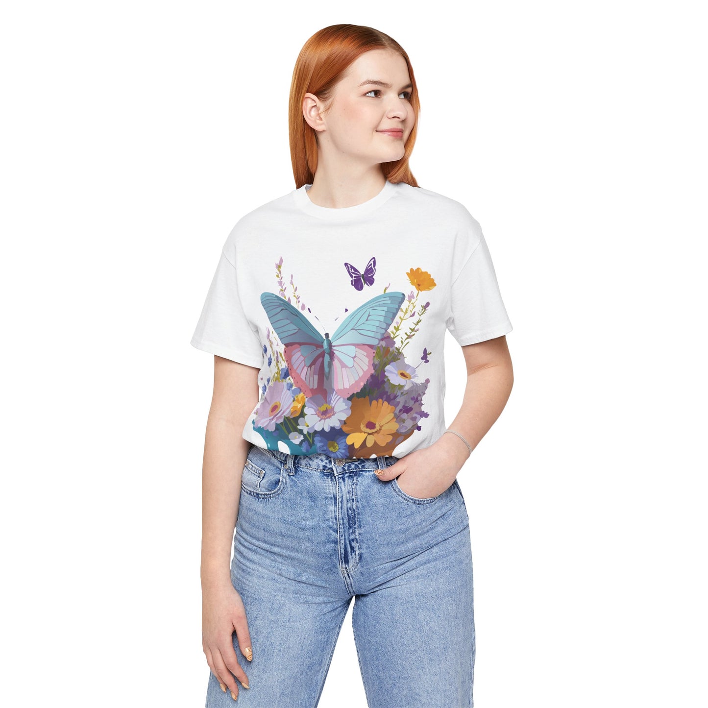 T-Shirt aus natürlicher Baumwolle mit Schmetterling