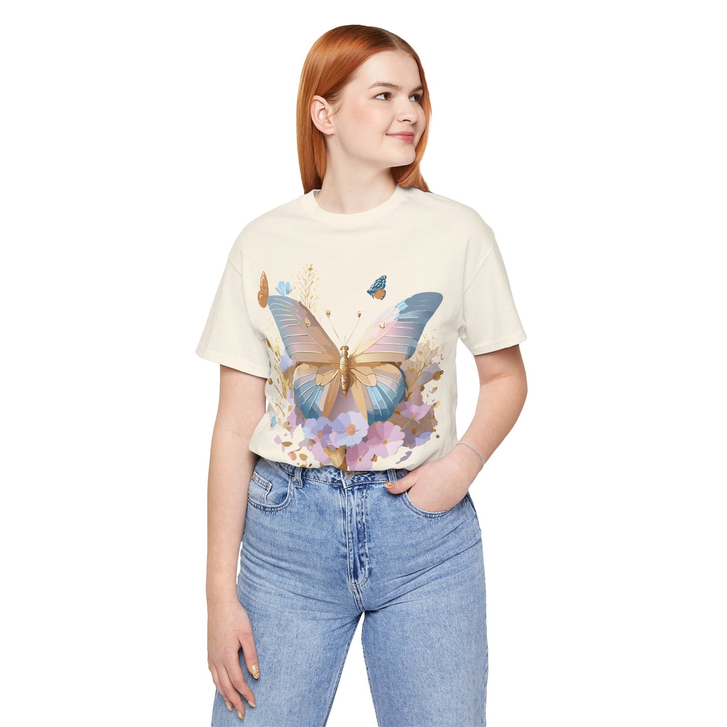 T-shirt en coton naturel avec papillon