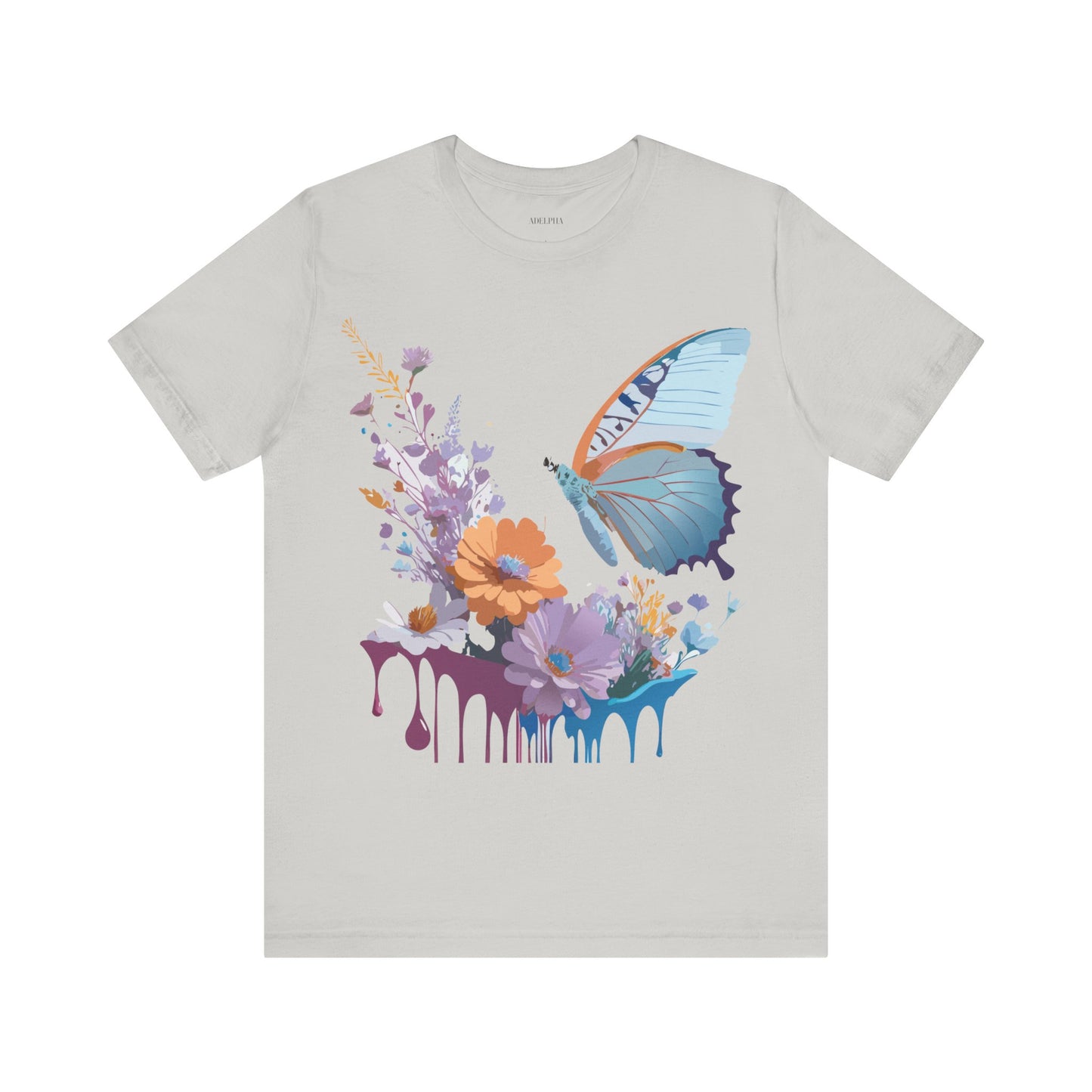 Natural Cotton Tee Shirt with Butterfly