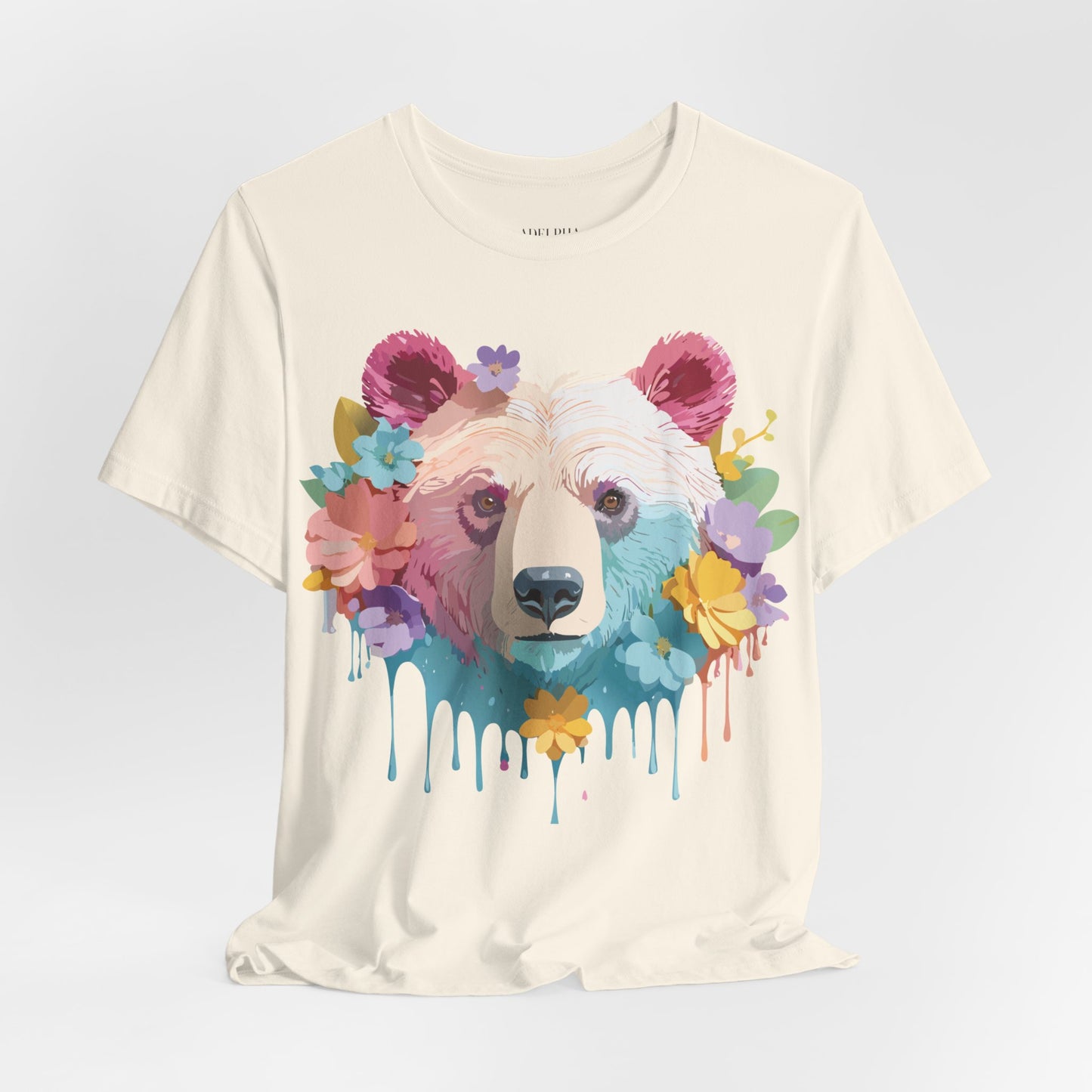 Natural Cotton Tee Shirt with Bear