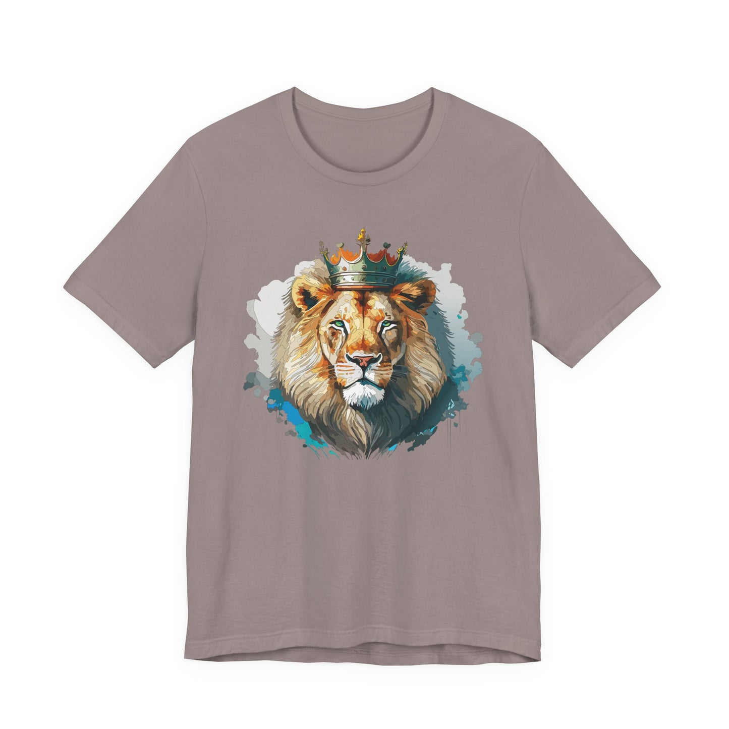 Lion with Crown Tee Unisex Cotton Watercolor King Lion Graphic T-Shirt 2