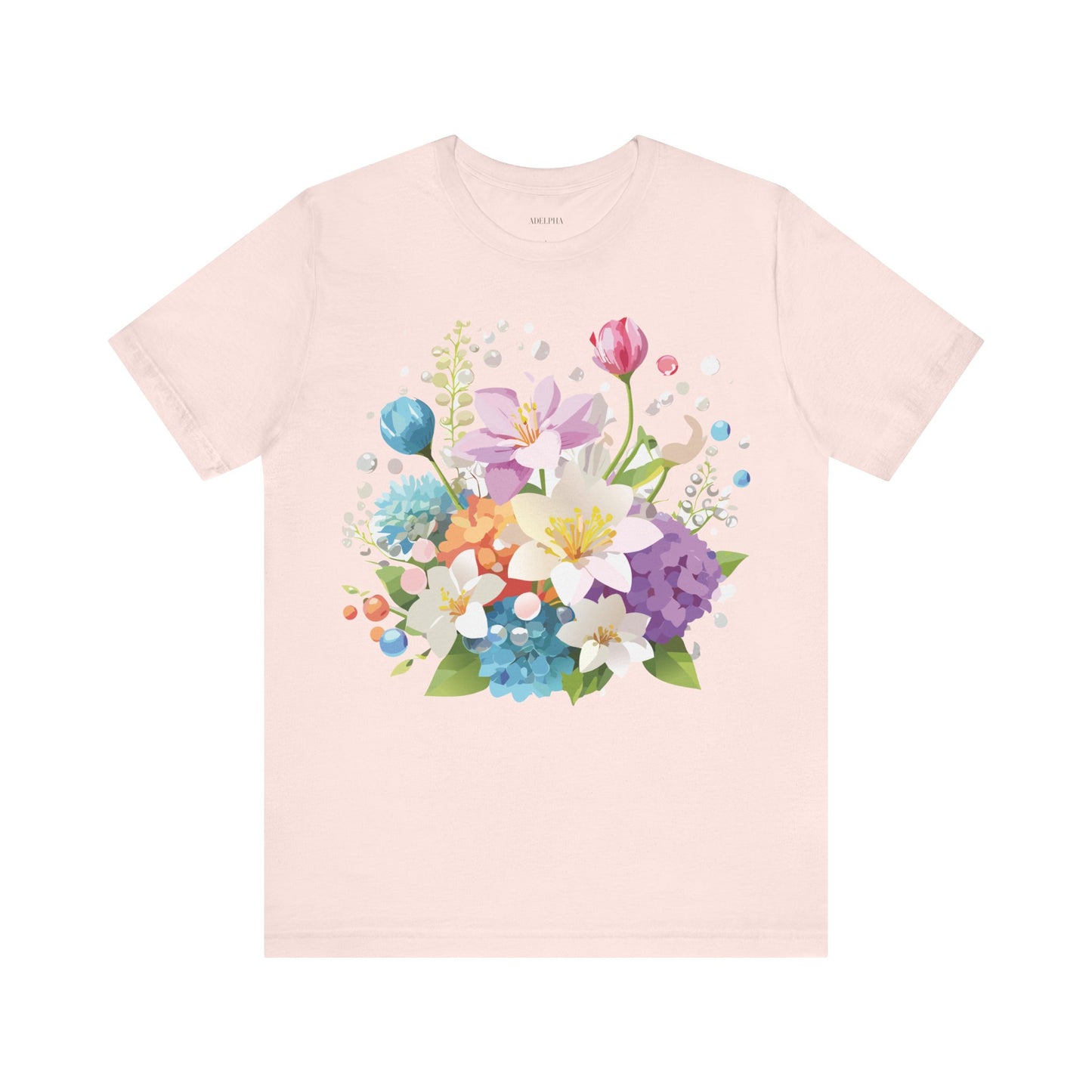 Natural Cotton Tee Shirt with Flowers