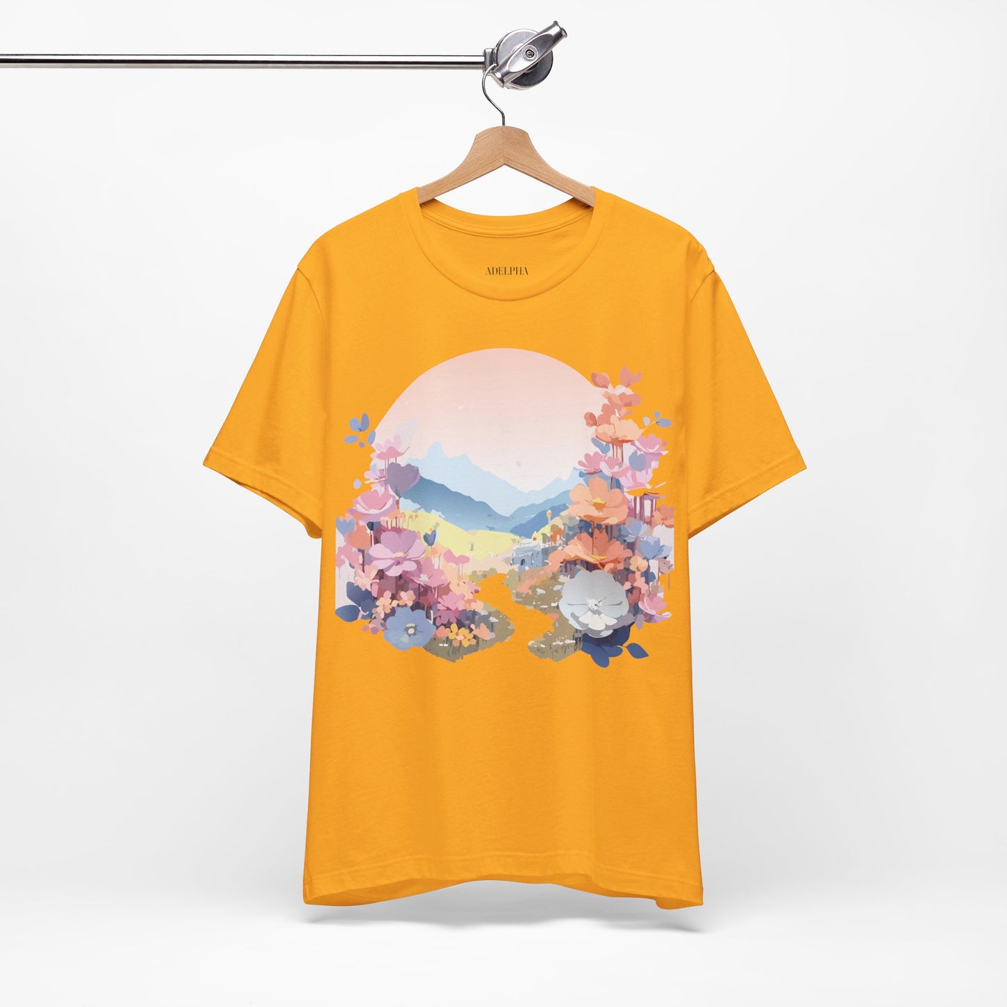 Natural Cotton Tee Shirt with Flowers