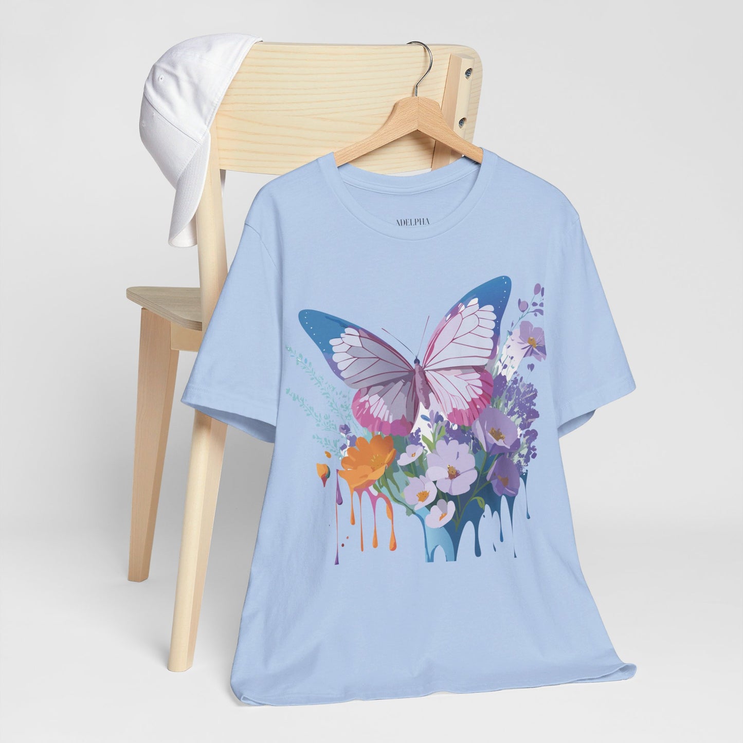 Natural Cotton Tee Shirt with Butterfly