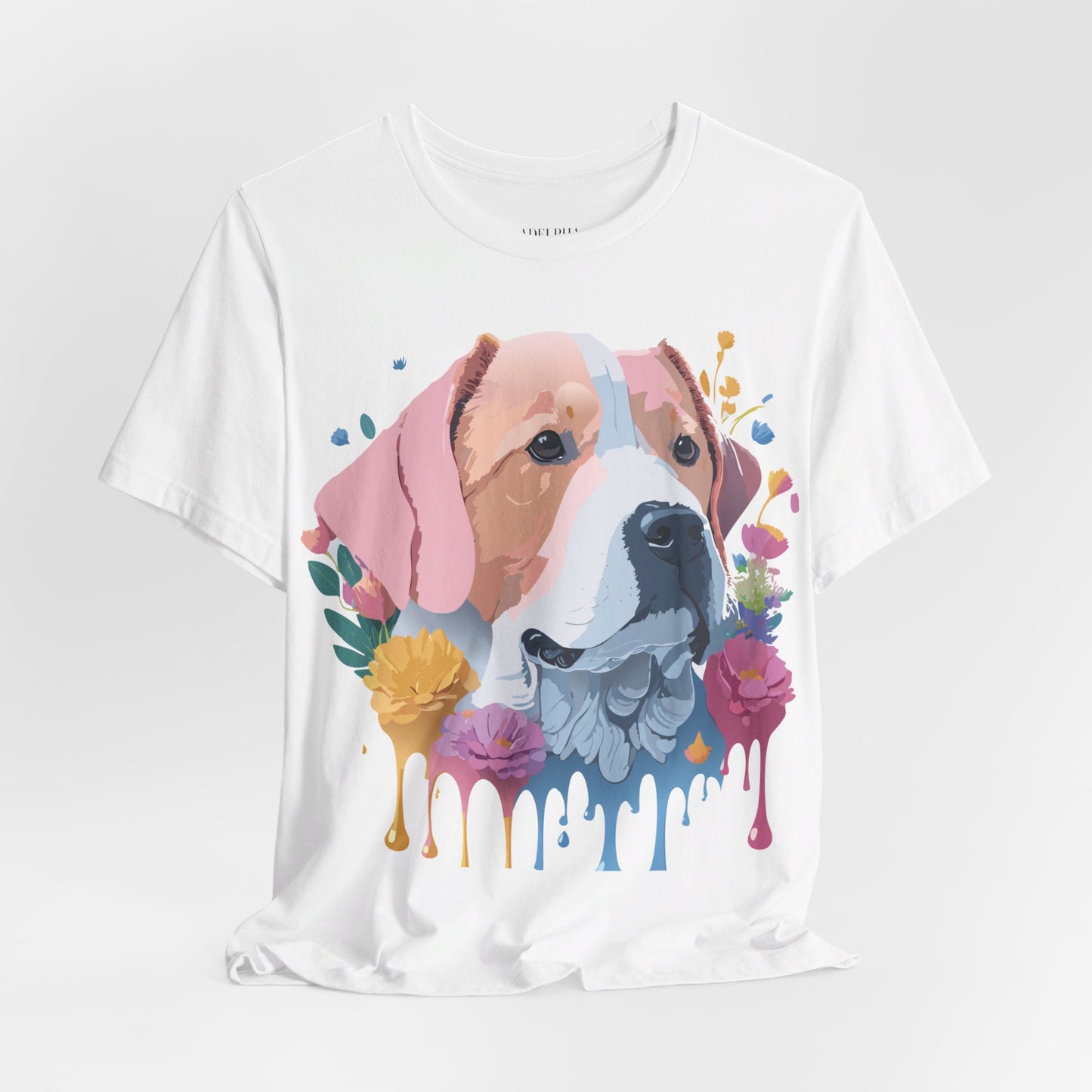 Natural Cotton Tee Shirt with Dog