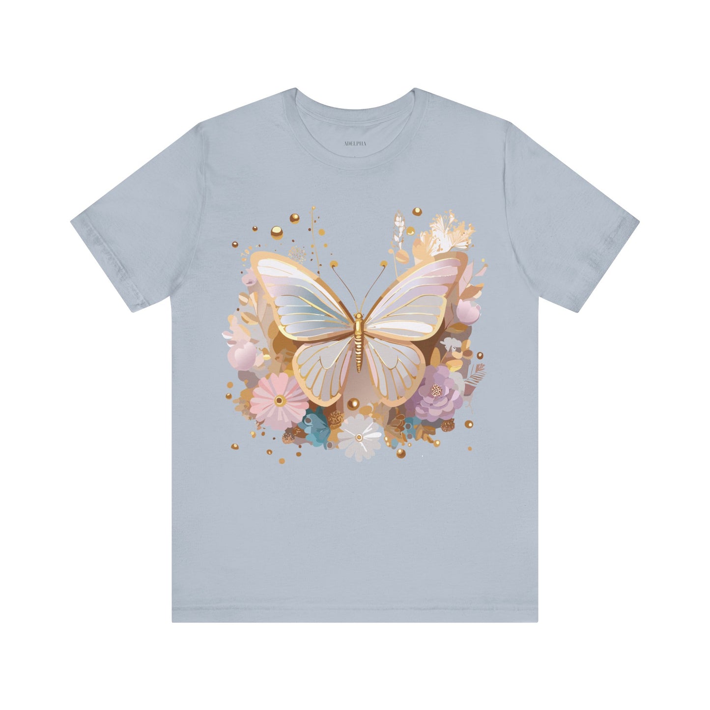 Natural Cotton Tee Shirt with Butterfly