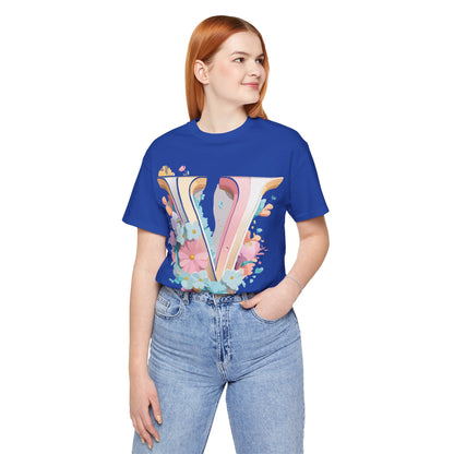 Natural Cotton Tee Shirt - Letters Collection - V Printify