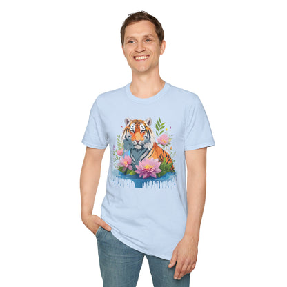 Tiger Print Unisex T Shirt Gildan Softstyle 64000 Animal Tee