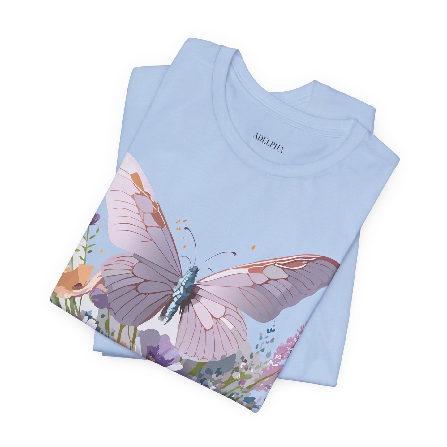 Natural Cotton Tee Shirt with Butterfly