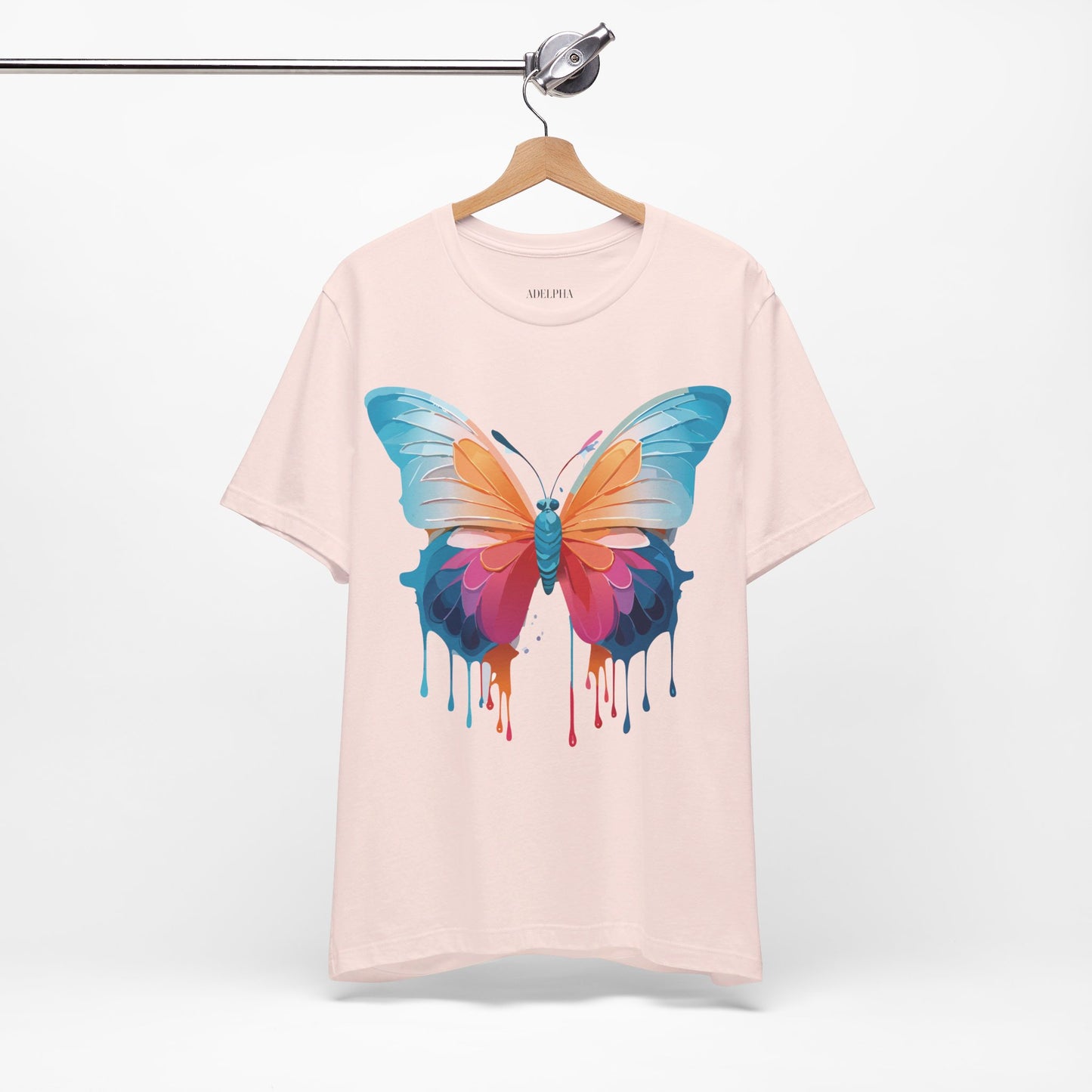 Natural Cotton Tee Shirt with Butterfly