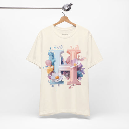 Natural Cotton Tee Shirt - Letters Collection - H Printify
