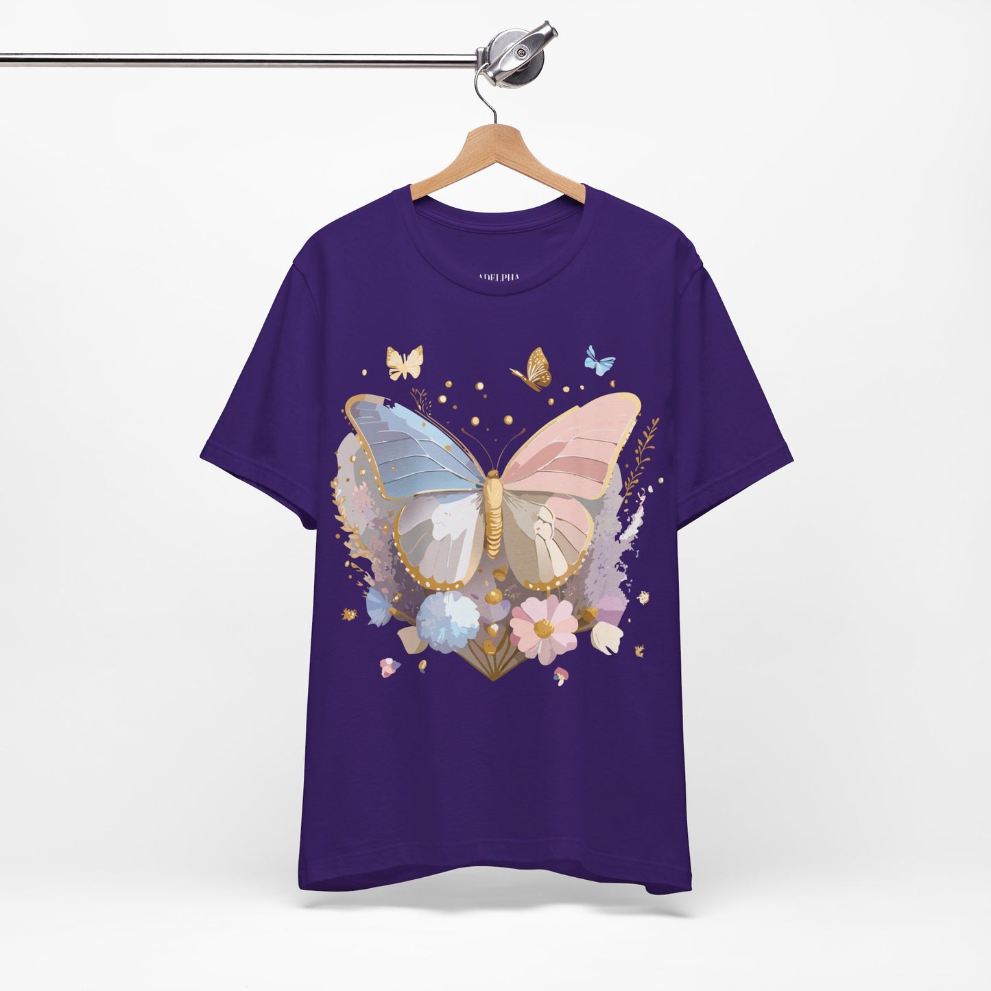 Natural Cotton Tee Shirt with Butterfly