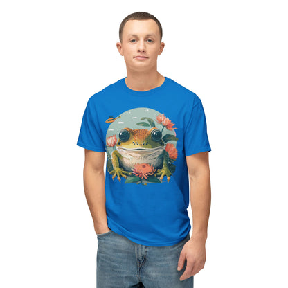Vintage Frog Art T Shirt With Floral Full Color Print Unisex Tee