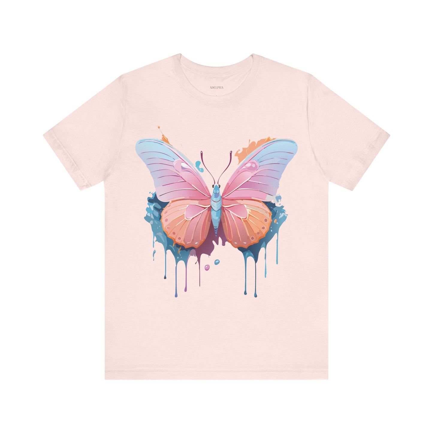 Natural Cotton Tee Shirt with Butterfly