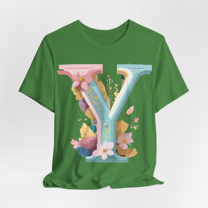 Natural Cotton Tee Shirt - Letters Collection - Y Printify