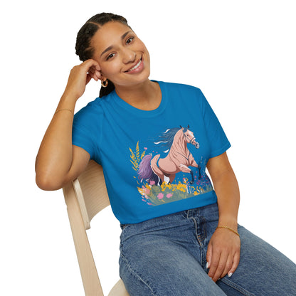 Unisex Horse Shirt With Animal Design Gildan Softstyle 64000 Tee