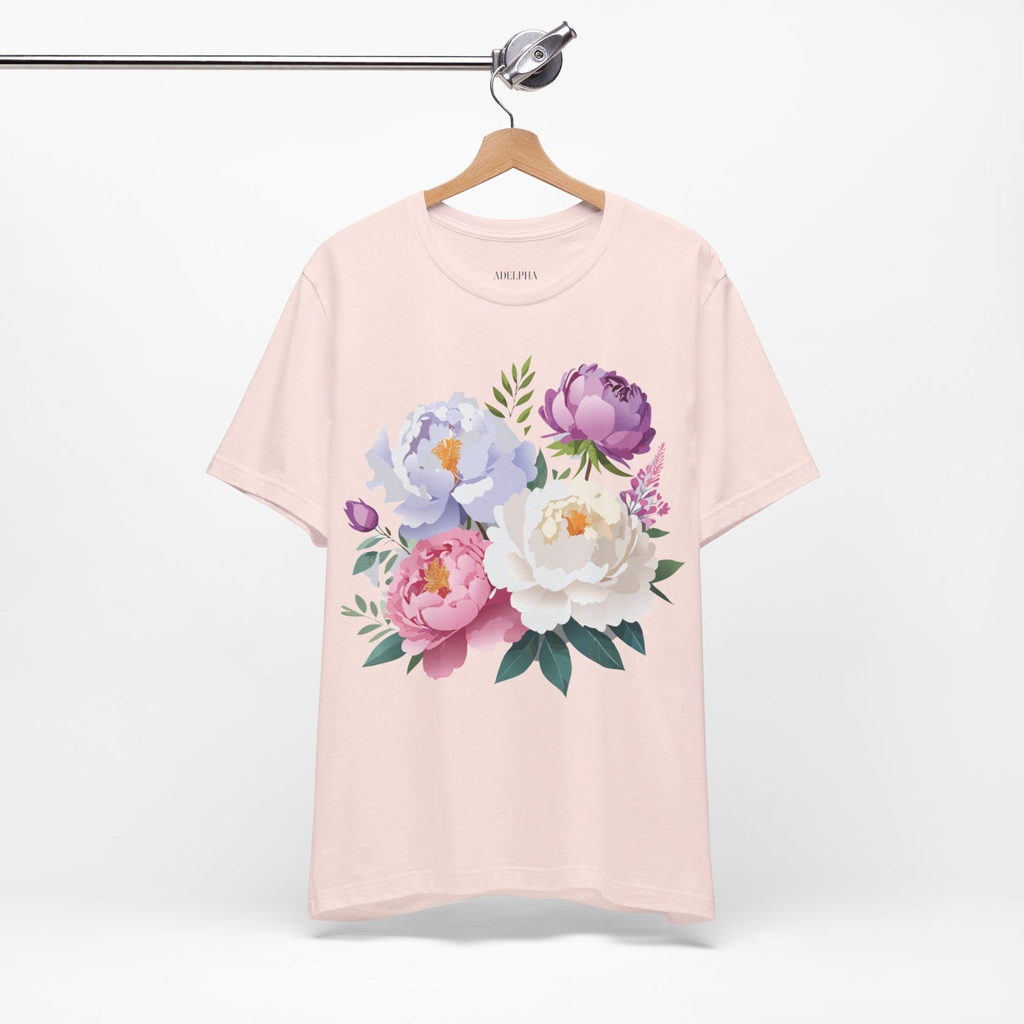 T-shirt en coton naturel avec fleurs