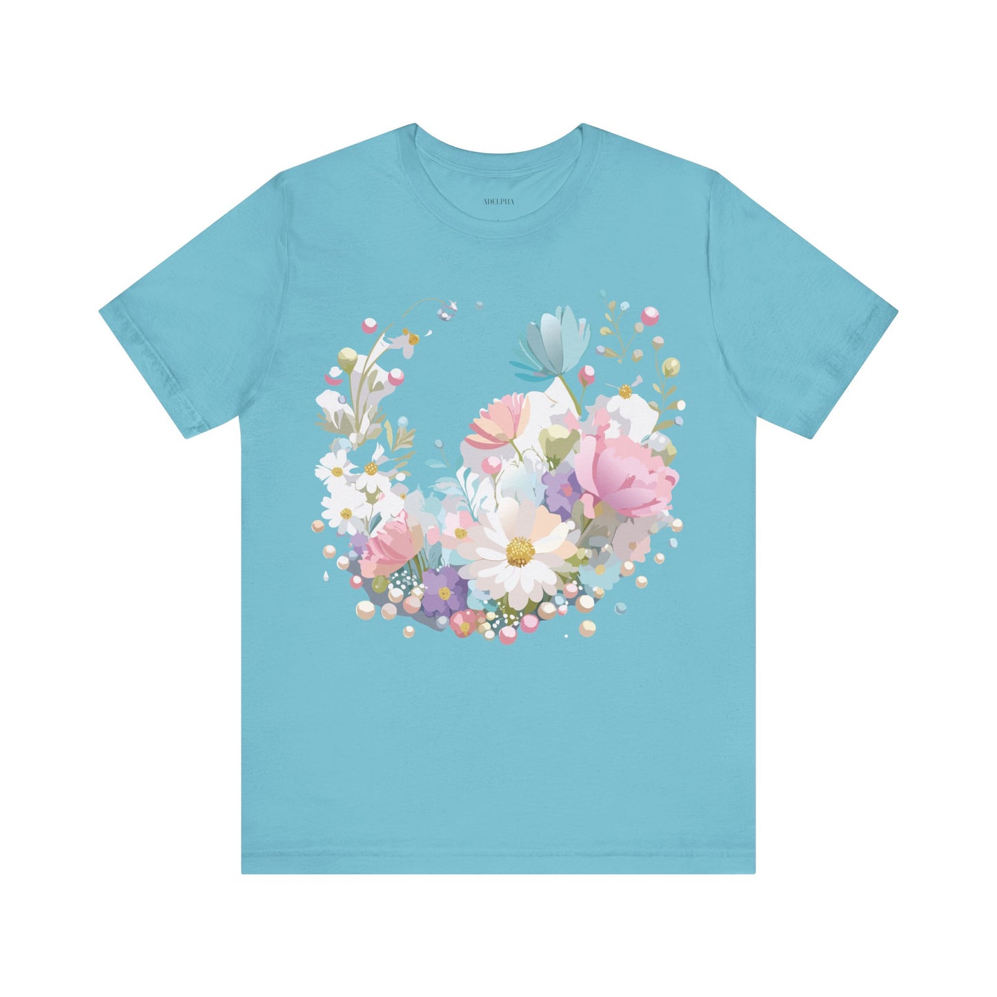 T-shirt en coton naturel avec fleurs