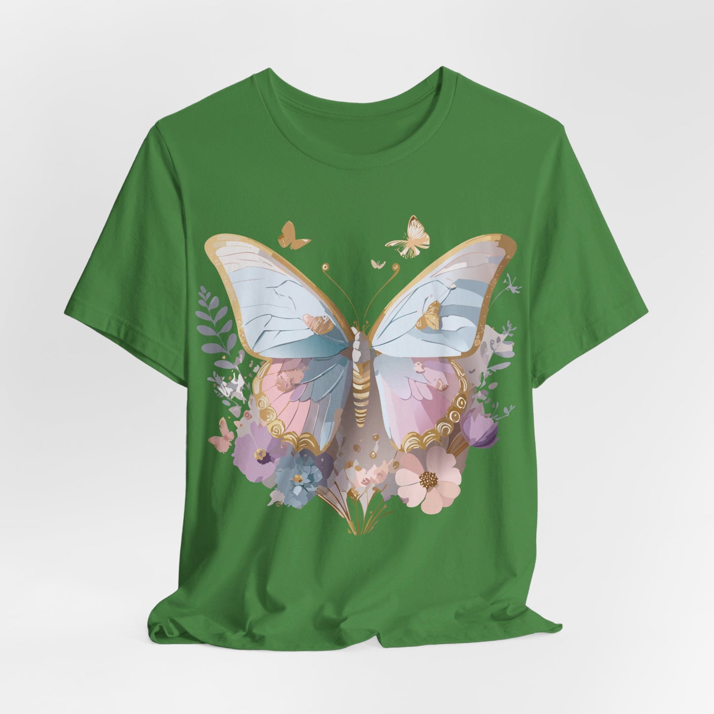 Natural Cotton Tee Shirt with Butterfly