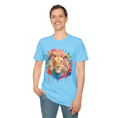 Lion Shirt Unisex Floral Lion Tee Gildan Softstyle 64000 Lightweight Cotton Tee