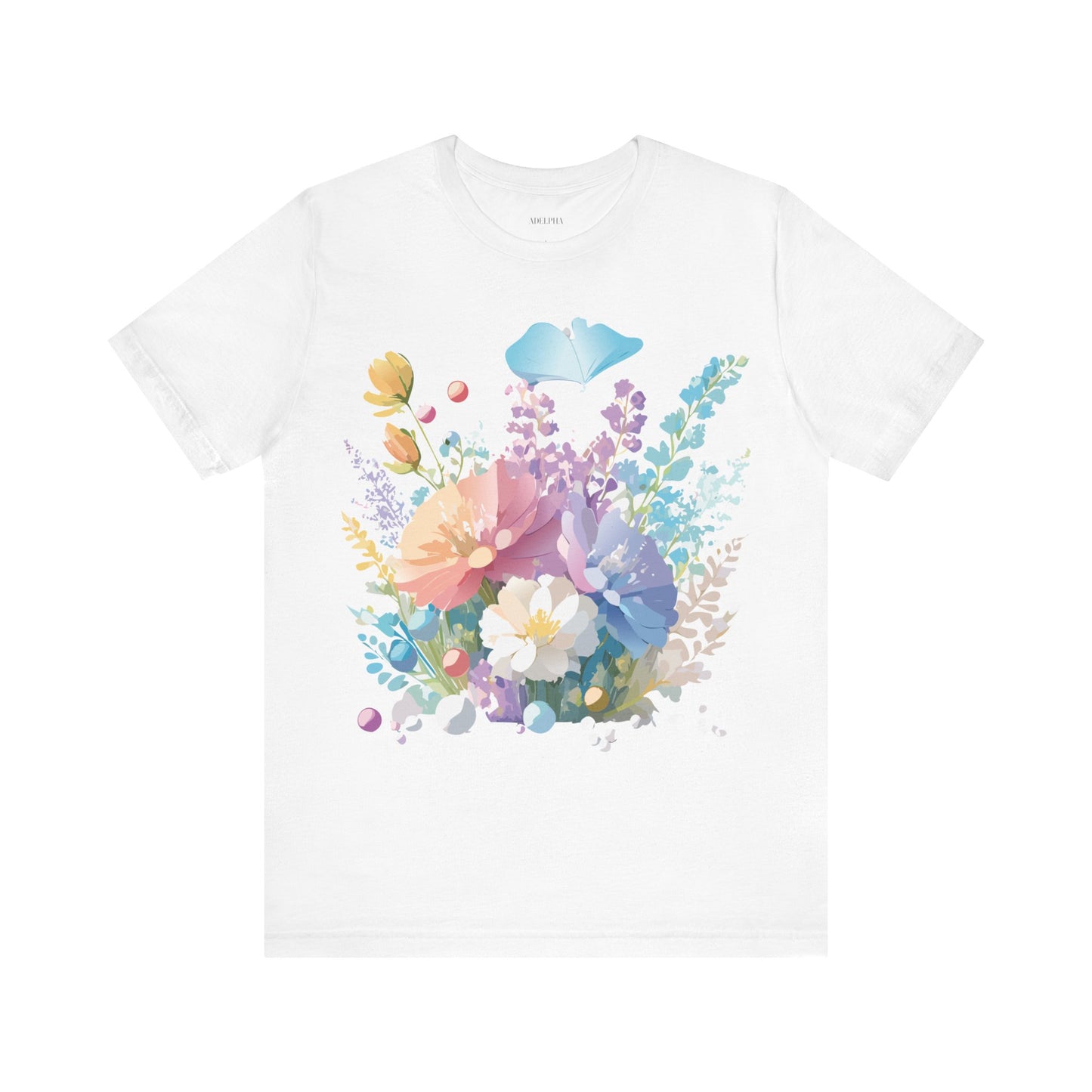 Natural Cotton Tee Shirt with Flowers