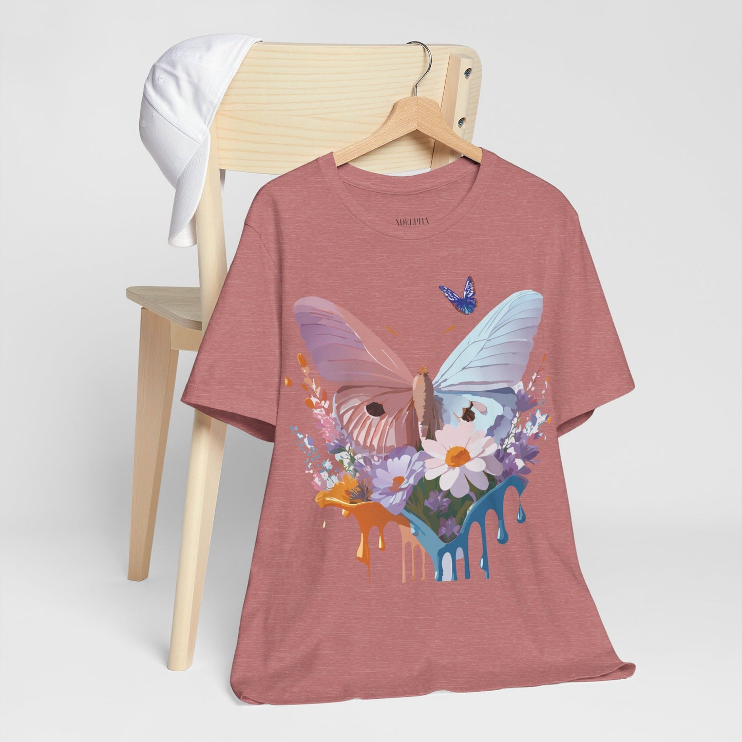 Natural Cotton Tee Shirt with Butterfly