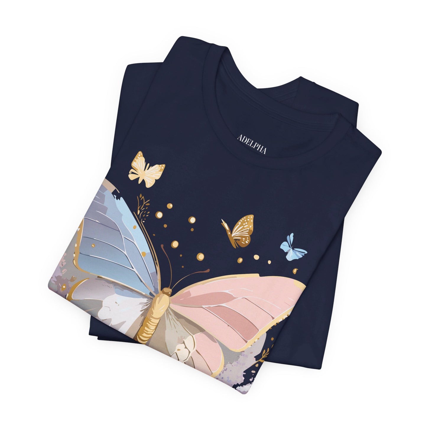 Natural Cotton Tee Shirt with Butterfly