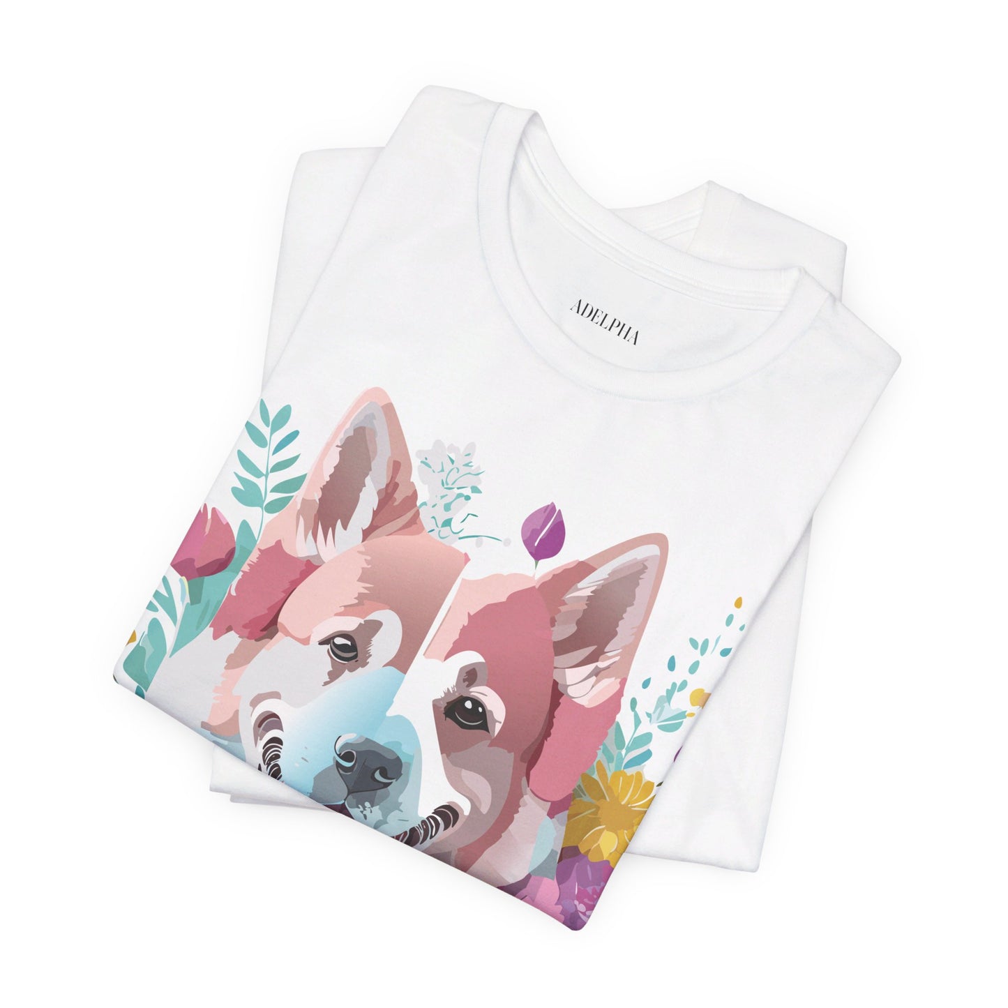 Natural Cotton Tee Shirt with Dog