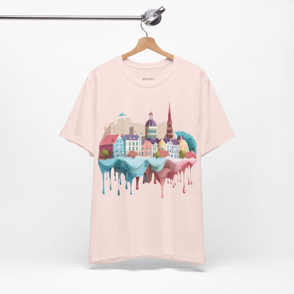 Natural Cotton Tee Shirt - Beautiful Places Collection - Warnemünde and Rostock - Germany Printify