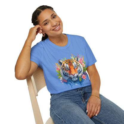 Tiger Print Unisex Gildan Softstyle Tee 64000 100 Percent Ring Spun Cotton