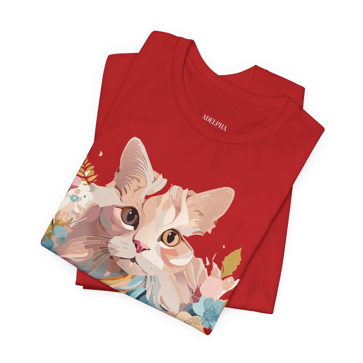 Natural Cotton Tee Shirt with Cat