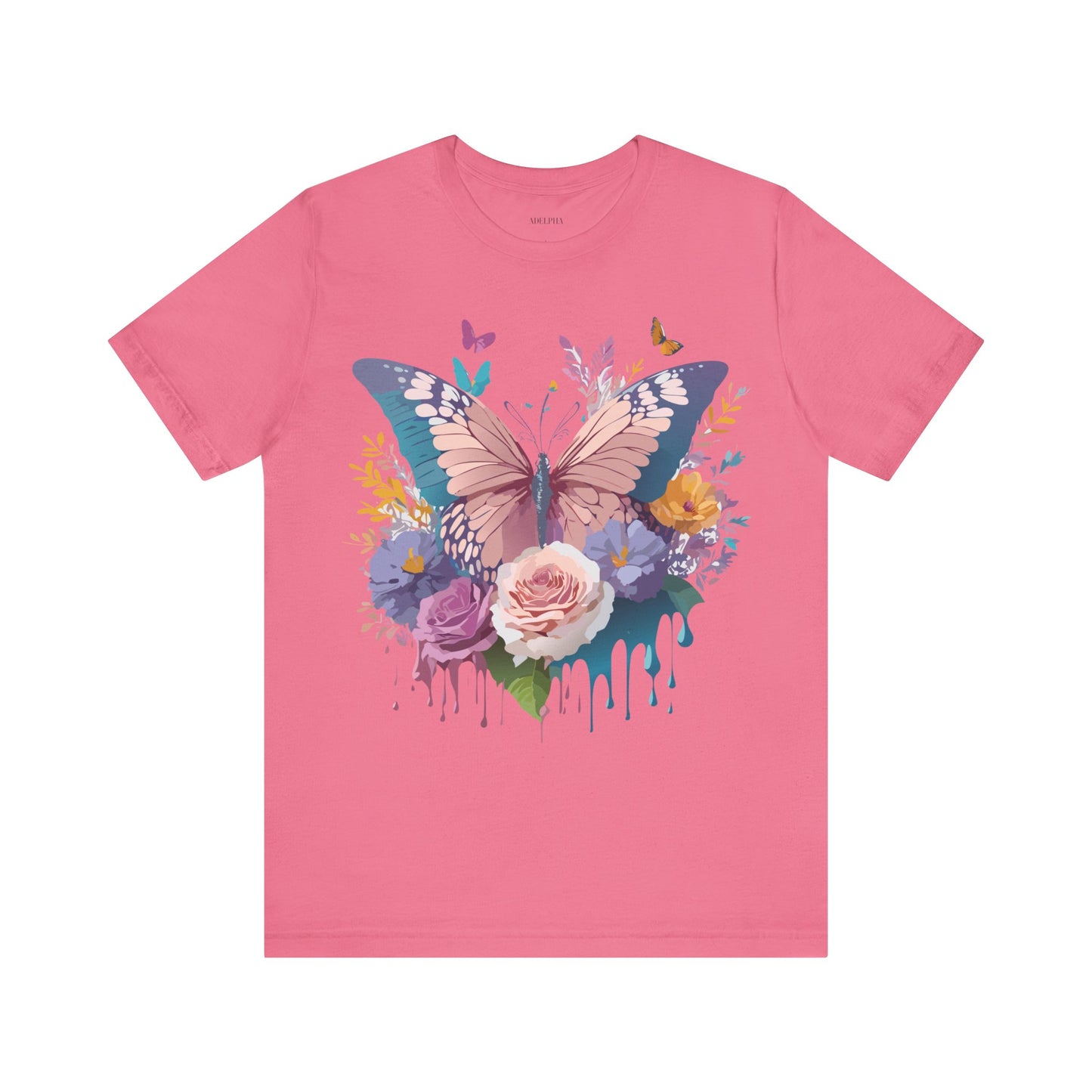 Natural Cotton Tee Shirt with Butterfly