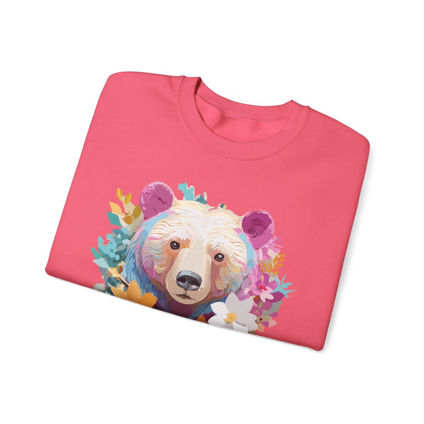 Unisex Floral Bear Sweatshirt, Animals Sweatshirt, Floral Sweatshirt, Art Design Sweatshirt