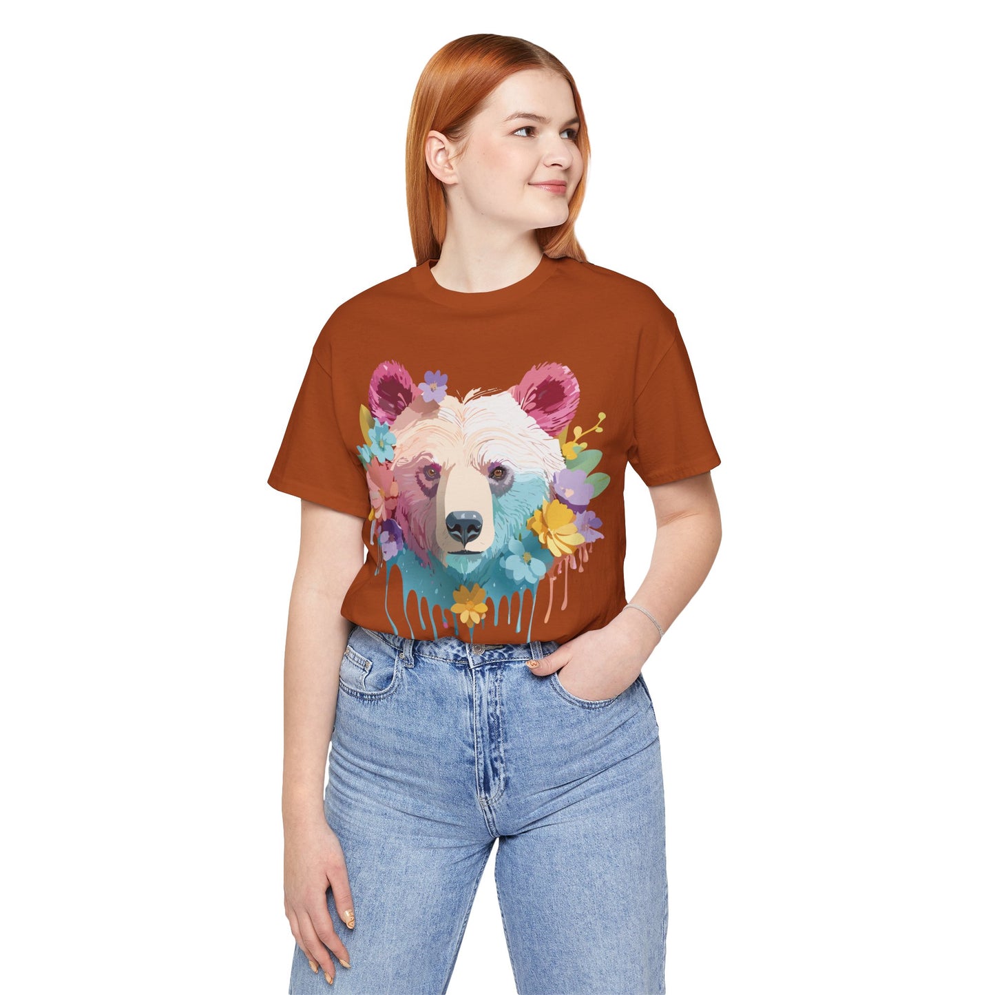 Natural Cotton Tee Shirt with Bear