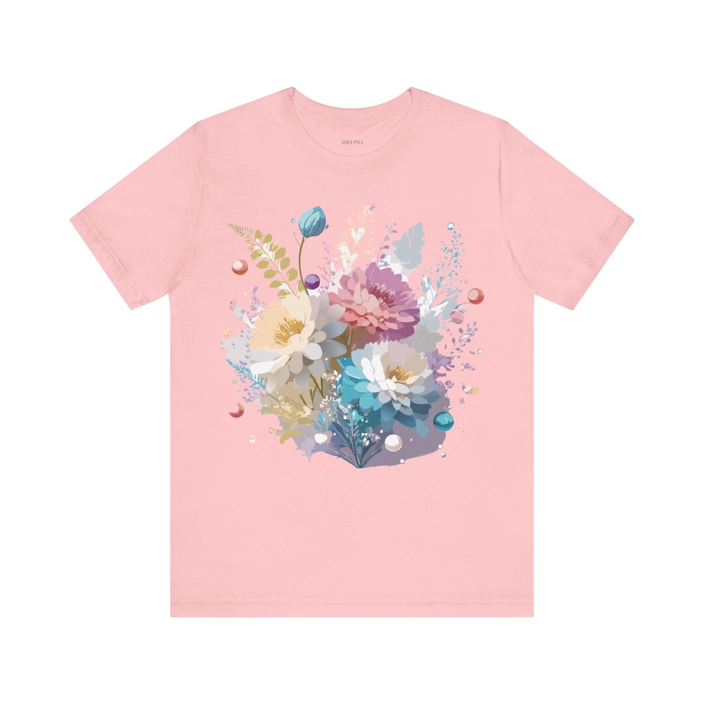 Natural Cotton Tee Shirt with Flowers