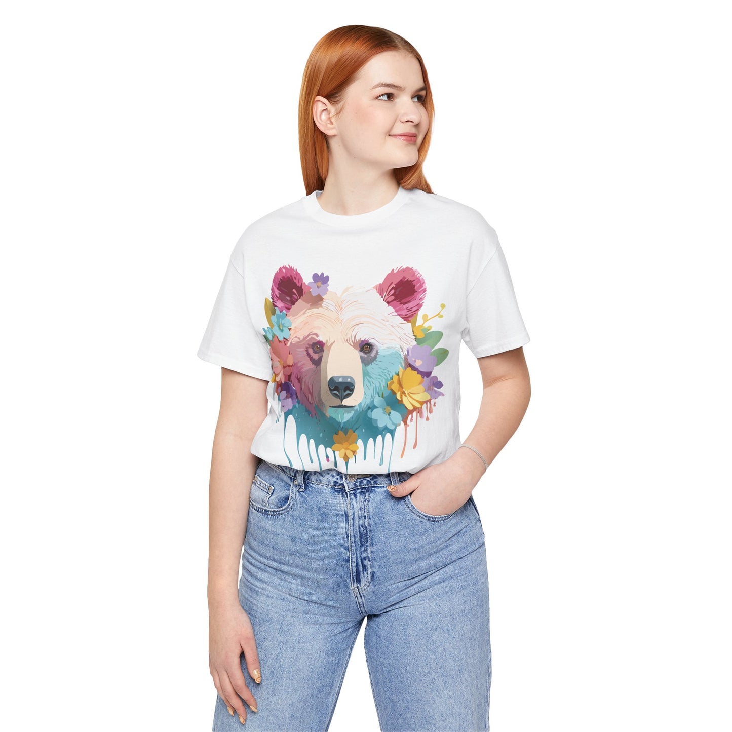 Natural Cotton Tee Shirt with Bear