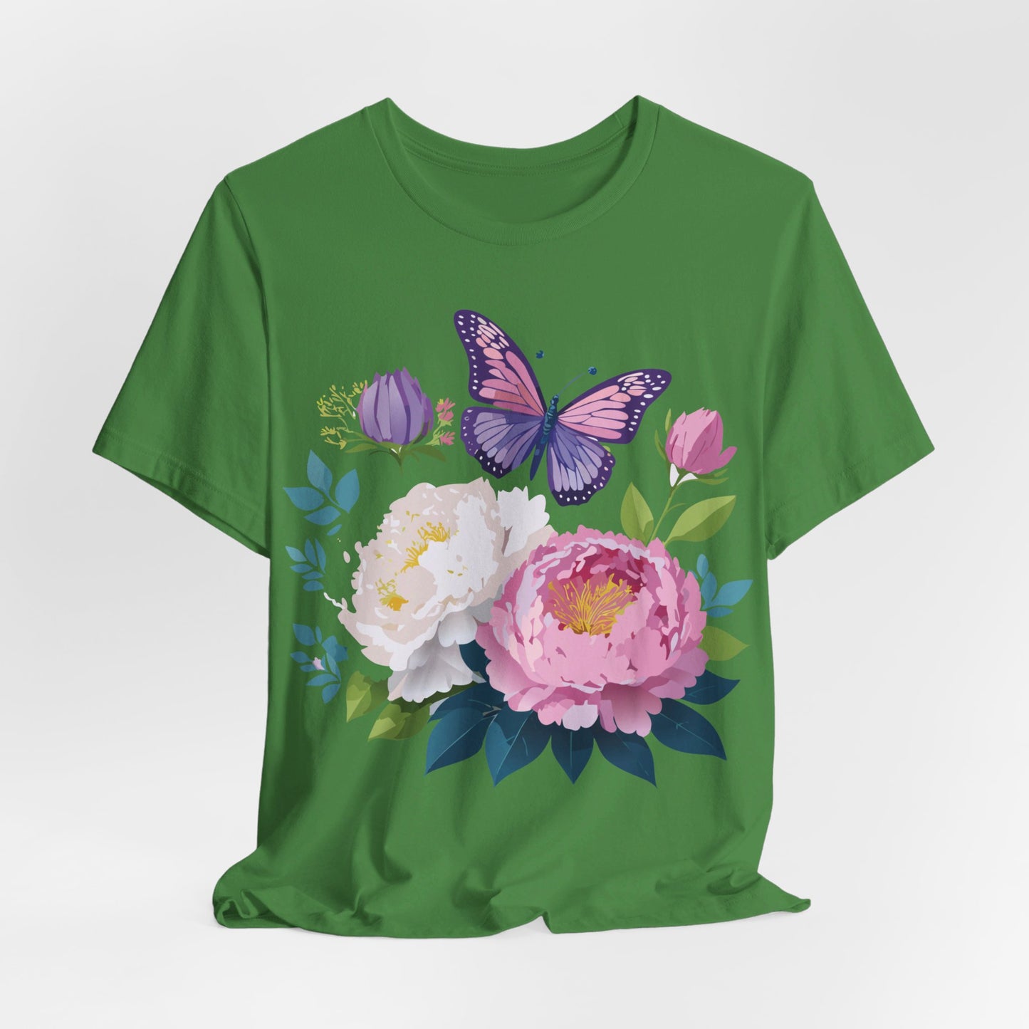 T-shirt en coton naturel avec fleurs