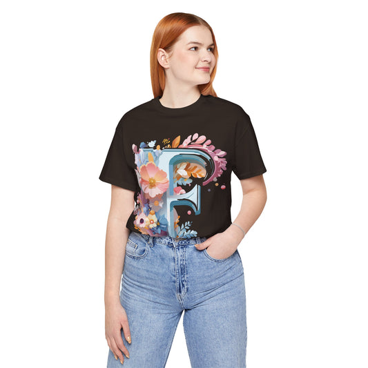 Natural Cotton Tee Shirt - Letters Collection - F Printify