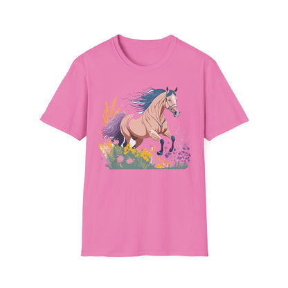 Unisex Horse Shirt With Animal Design Gildan Softstyle 64000 Tee