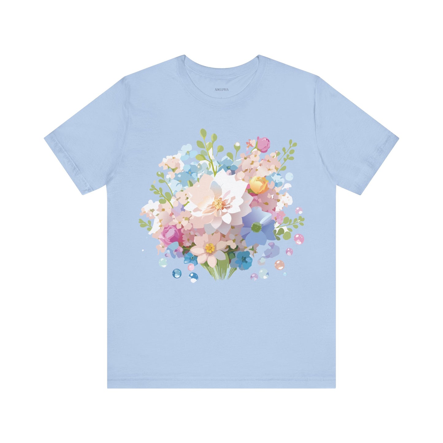 Natural Cotton Tee Shirt with Flowers