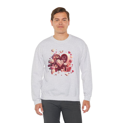 Unisex Floral Big Heart Sweatshirt Love Floral Valentine Day Cotton Poly Blend