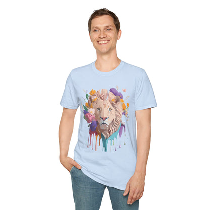 Unisex Lion Shirt Floral Lion Tee Softstyle 64000 Gildan Cotton Tee