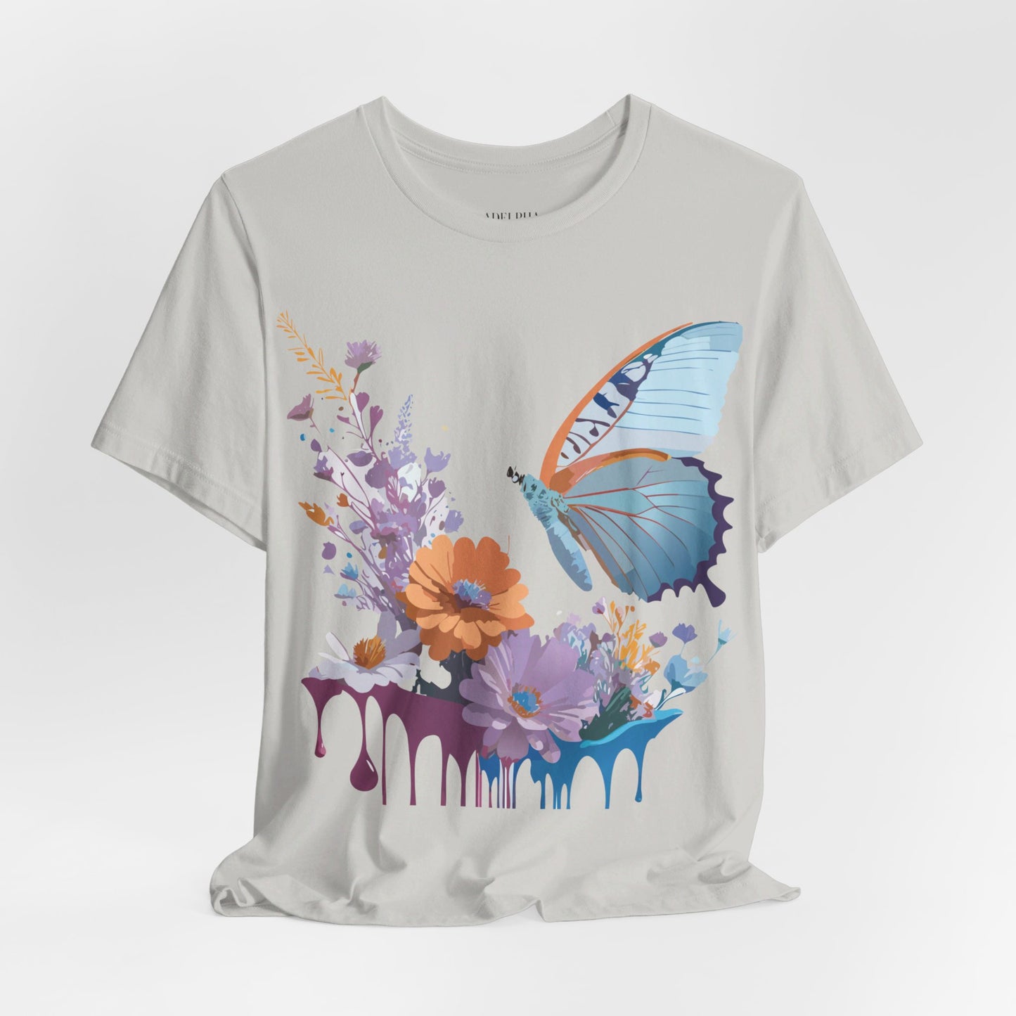 Natural Cotton Tee Shirt with Butterfly